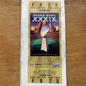 Super Bowl XXXIX Commemorative Ticket